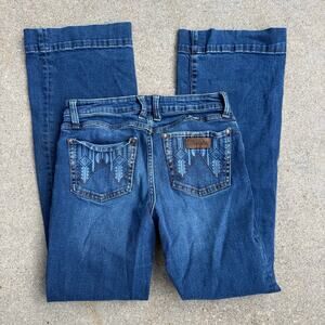 Wrangler Retro Mae Mid Rise Wide Leg Trouser Jeans Aztec Pocket 09MWWHA 3x34